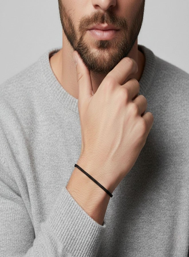 Luck Strings Thin Black Cord Bracelet for Men Women Teen Unisex Adult - Waterproof Nylon Surfer String Friendship Bracelets Summer Beach Accessories - Image 2